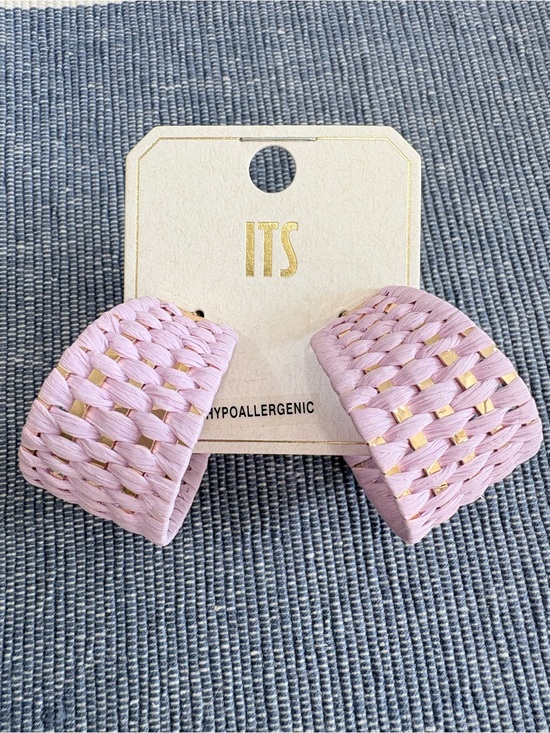 Its Jewelry - Lavender Woven Hoop Earrings with Gold Accents